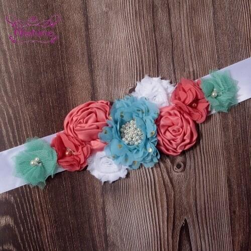 Hand Sewing Colorful Flower Maternity Belt DIY Clothing Accessories for Women Fashion Prom Sash Bridesmaid Dress Decoration