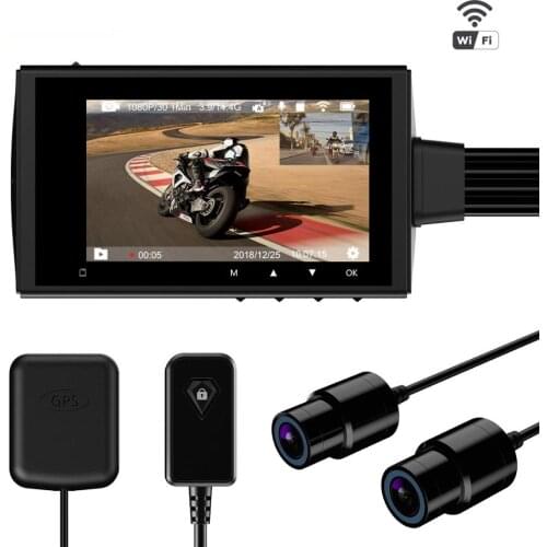 Motowolf M3 32/64Gb Motorcycle Camera System Driving Recorder Waterproof Dual Lens 1080P Dash Cam DVR Wifi & GPS Support 256G