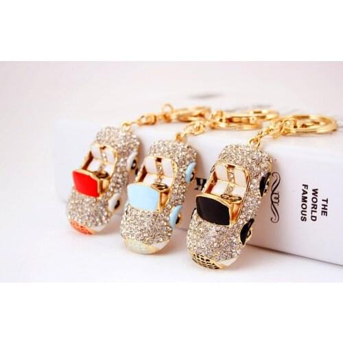 Rhinestone Car Exquisite Cute Alloy Crystal Enamel Key Chain Bag Charm Key Ring Key Keychain Jewelry Drop Shipping