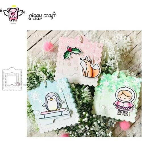Piggy Craft metal cutting dies cut die mold Tag label frame Scrapbook paper craft knife mould blade punch stencils dies