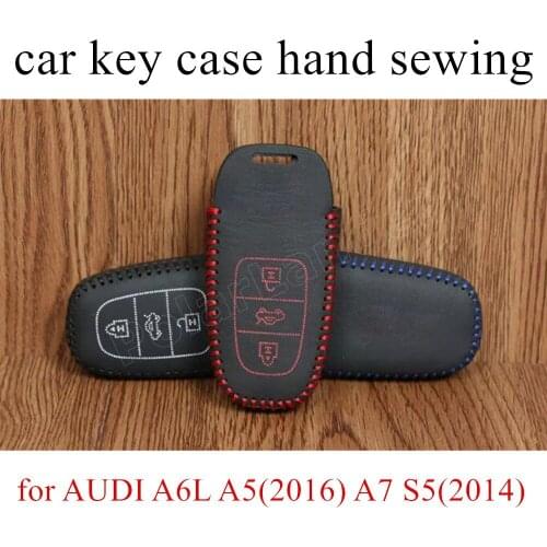 Only Red new arrival Car Key Case Hand Sewing Leather Key Cover for A-UDI A6L A5(2016) A7 S5(2014) S8(2016) S6 A8