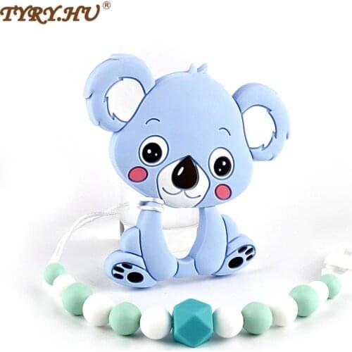 TYRY.HU Baby Silicone Teether Pacifier Chain Clip BPA Free Silicone Teether Baby Shower Gift Teething Necklace Silicone beads