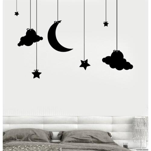 Clouds And Stars Vinyl Wall Stickers Nursery Kids Children Room Decor Lovely Pattern Wall Decal Waterproof Wall Tattoo SA230