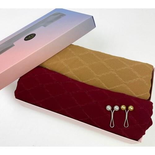 High Quality Pleated Plaid Chiffon Hijab Scarf Shawls Ladies Muslim Fashion Plain Wraps Headband Long Echarpe Foulard