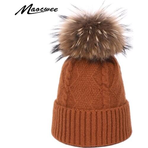 Female autumn and winter solid color texture Hedging cap fashion outdoor hair ball Beanie Hat wild knit hat