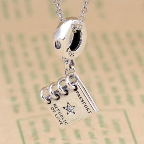 Authentic 925 Sterling Silver Passport Republic Of Love pan Charm Fit Original Bracelet For Women DIY Jewelry Beads