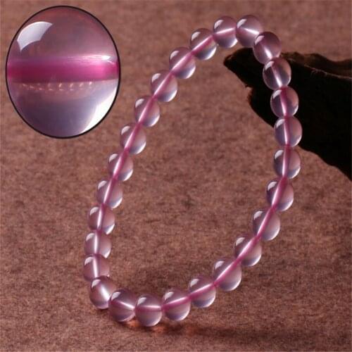 7mm Genuine Mozambique Natural Quartz Star Lights Bracelets For Women Charm Stretch Love Round Crystal Beads Bracelet