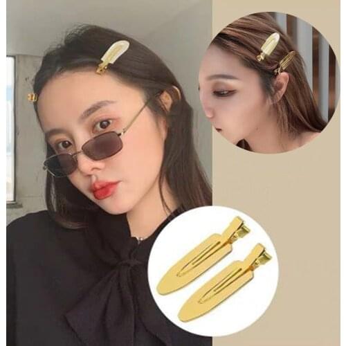 2Pcs Gold Seamless No Bend Hair Clip Barrettes No Mark Pin Curl Clip Makeup No Crease Hair Clip Hair Styling Bang Clip New Brand