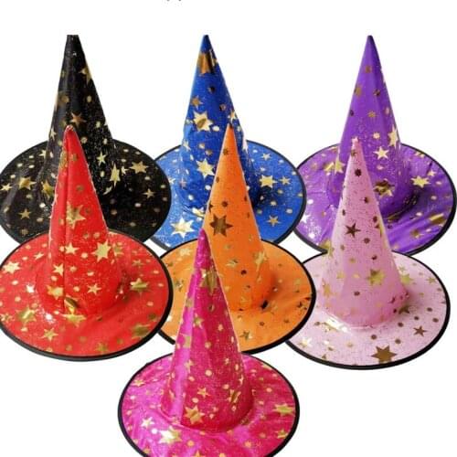 Star Geometry Printing Halloween Party Gift Wizard Hat Unisex Child Adult Magician Pointed Hat Halloween Cap