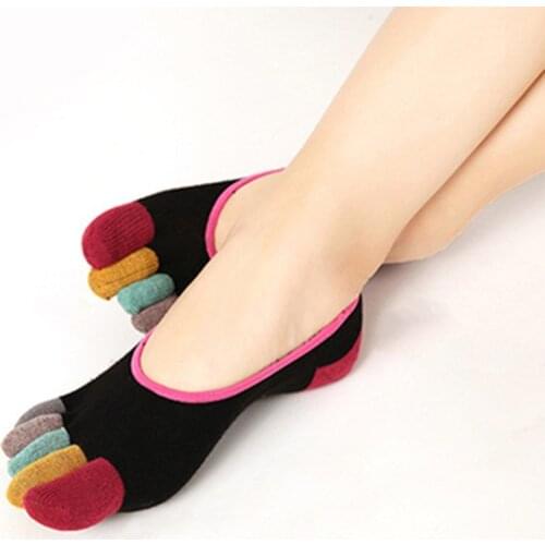 1 pair of cotton five-finger socks women low to help color toe socks with sweat-absorbent 5 toe invisible deodorant toe socks