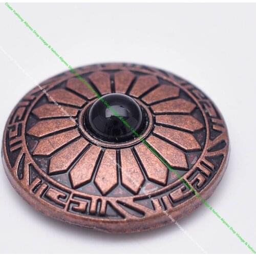 10pcs 30mm Antique Copper Sun Flower Black Turquoise Leathercraft Belt Hardware Accessories Conchos For leather Screwback