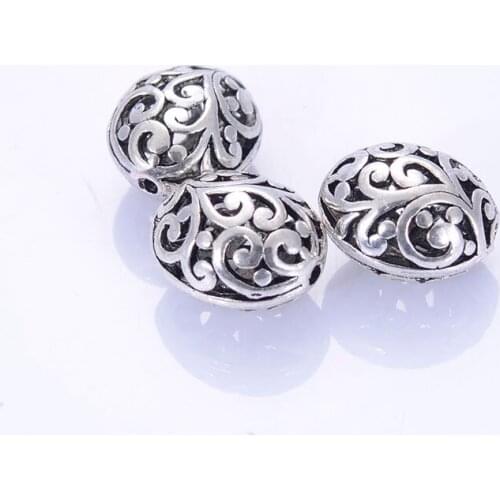 Miasol 10 Pcs Vintage Antique Silver Tibetan Style Design Cast Loose Spacers Beads 14x16mm For DIY Bracelets Jewelry Making