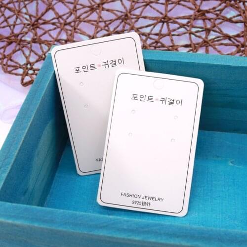 2021 100PCS Korean Jewellry Display Earring Card Holder Rectangle Paper Gift Cards Studs Earrings Cardboard Ring Box Wholesale