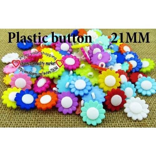 30PCS 21MM Mixed Dyed Plastic Sunflower Buttons Coat Boots Sewing Clothes Accessories P-120-A1