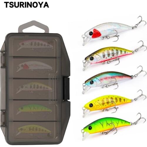 TSURINOYA 5pcs 50mm 5g Sinking Minnow Set Fishing Lure INTRUDER 50S TROUT Pike Artificial Jerkbait Hard Bait Stream Crankbait