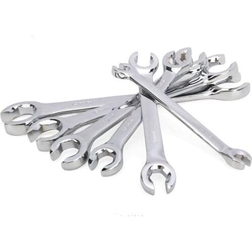 6PC6-21mm Oil Pipe Flare Nut Wrench Spanner Set of Keys Multitools Full Polish High Torque Hand Tool Brake Wrench For Car Repair