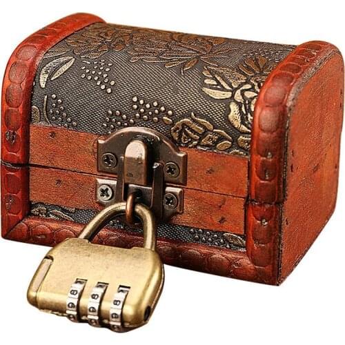 80% HOT SALES！！！Vintage Wood Lock Storage Box Jewelry Bracelet Pearl Ring Case Chest Organizer