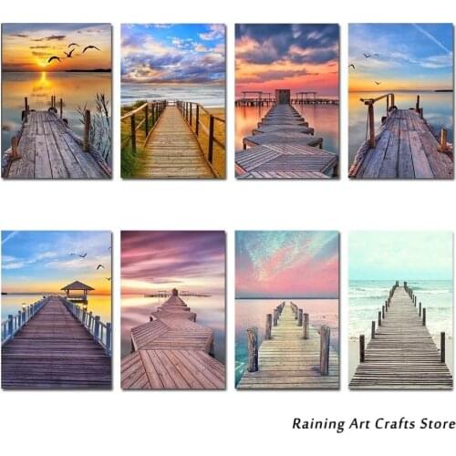 5D Diy Diamond Painting Natural Landscape Full Square Drill Drill Sunset Scenery Embroidery Mosaic Pictures Decor Home Gifts