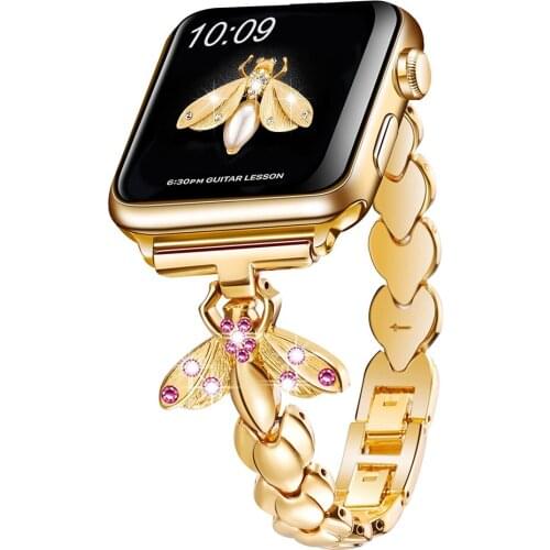 Diamond strap for Apple watch band 44mm 40mm 42mm 38mm stainless steel women bracelet for iwatch 6 SE 5 4 3 2 1 watchband