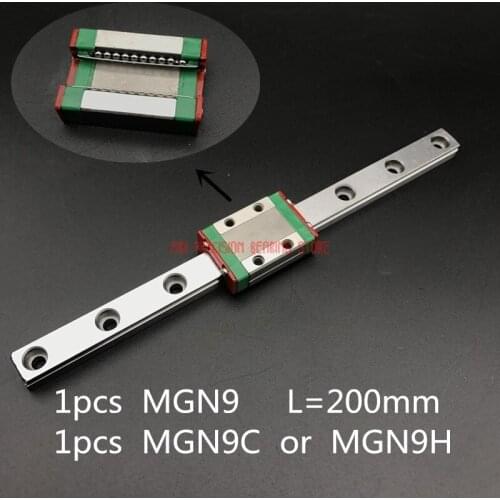 AXK Linear Rail Cnc Router Parts 9mm Linear Guide Mgn9 L= 200mm Rail Way + Mgn9c Or Mgn9h Long Carriage For Cnc X Y Z Axis