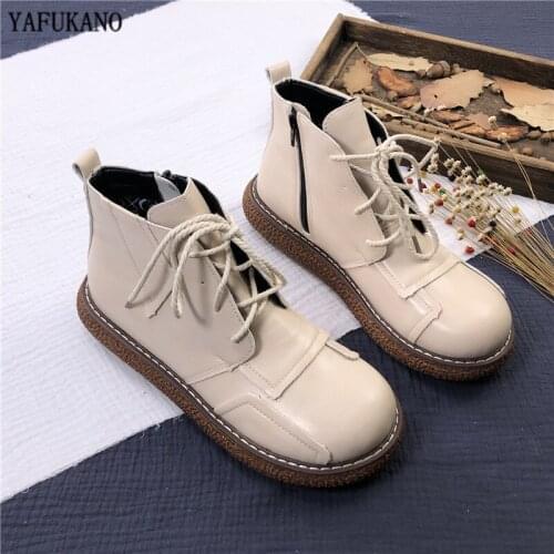 Platform Martin Boots Mori Girl Literary Big Head Doll Shoes Short Boots Plus Velvet Warm Retro Japanese Style Women Ankle Boots