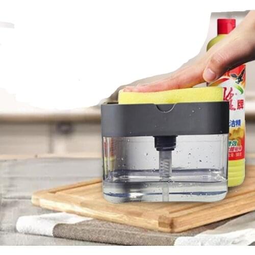 Soap Dispenser Pump With Sponge Manual Press Cleaning Liquid Dispenser Container Manual Press Soap Organizer Kitchen Tool