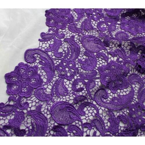 Mid purple Water Soluble Three-dimensional African lace Venice Lace Fabrics For Wedding Dress