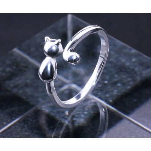 Huitan Romantic Casual Open Ring Cute Calm Cat Shaped Design Birthday Party Gift For Girl New Years Present For Girlfriend