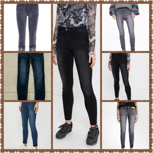 Spanish Desigual foreign trade Embroidered fashion womens slim jeans 9 min trousers retro small leg trousers