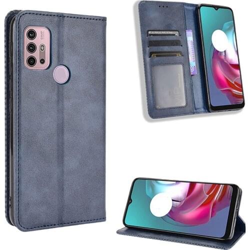 Leather Protective Case for Moto G10/G30 Phone Holder Flip Cover w/ Card Slot for Moto E7 Power Phone Shell