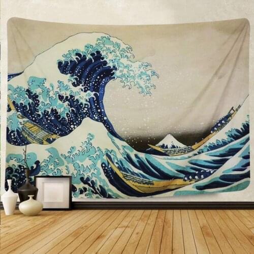 Lannidaa Landscape Wave Tapestry Wall Hanging Home Bedside Decor Bedspread Printed Wall Cloth Tapestries Picnic Hippie Tapestry