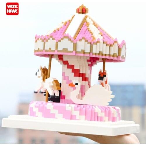 LNO Micro Blocks Merry Go Round Model Building Mini Size Bricks Figures Toys For Children Funny Playground Kid Toy Adults