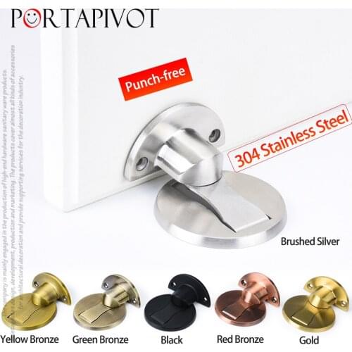 PT Magnetic Door Stops 304 Stainless Steel Door Stopper Hidden Door Holders Catch Floor Nail-free Doorstop Furniture Hardware