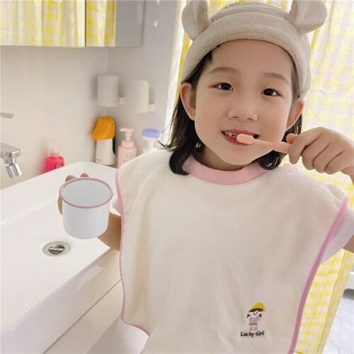 Cute Baby Childrens Wash Towel Baby Nano Non-slip Sand Brushing Bib Saliva Towel Gown