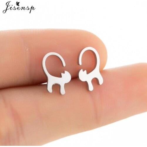 Jisensp Lovely Cute Children Baby Earrings Kitty Cat Bunny Animal Fashion Statement Jewelry for Women Stud Earring bijoux femme