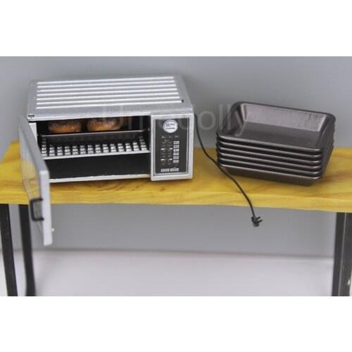 1/12 Scale Miniature Dollhouse Microwave Oven Pretend Play Kitchen Baking Dish Bread Mini Food for BJD Doll Toy Accessories