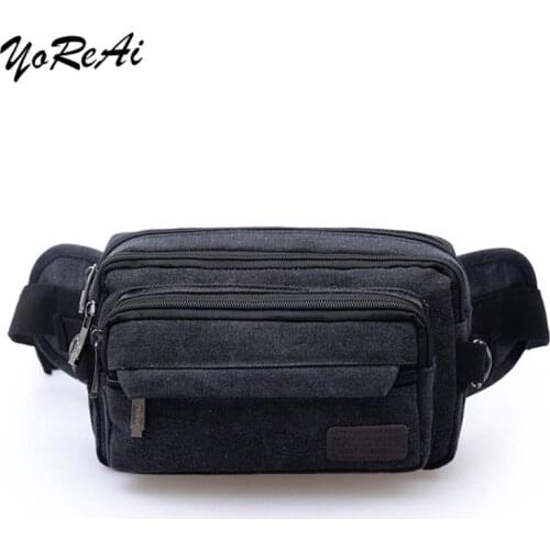 YoReAi Mens Canvas Belt Bag Casual Running Jogging Multi-purpose Zipper Messenger Shoulder Bags Belt Hip Bum Waist Fanny Pack