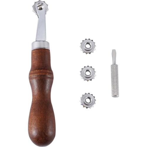 DIY Leather Craft Kit Spacing Tool 3/3.5/4/5mm Over Stitch Line Marking Wheel Gear Roulette Leathercraft Spacing Sewing Tools
