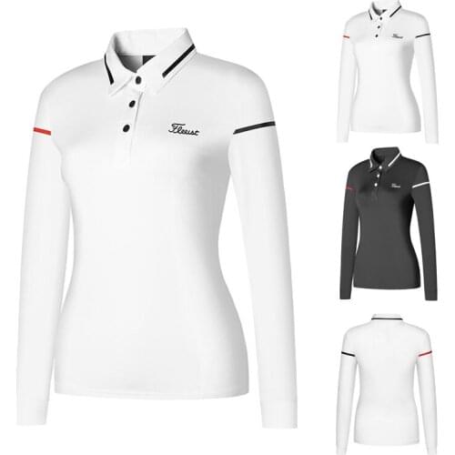 New Golf Womens Autumn and Winter Warm Four-color Long-sleeved Breathable Slim-fitting Golf Sports Stretch Leisure Golf Wear