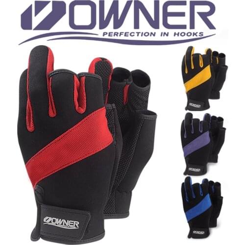 Owner Anti-slip Fishing Gloves anti-cut with Imported sheepskin fingerless fishing gloves with cut three