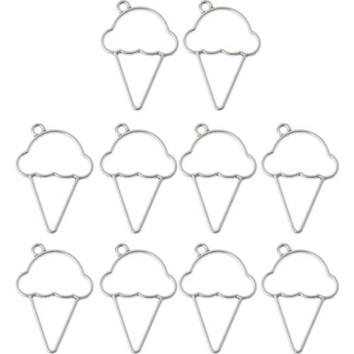 10Pcs Ice Cream Cone Resin Frame Pendant Open Bezel Setting Resin Jewelry Making Trendy 2019