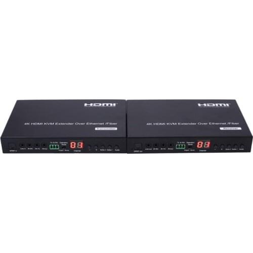 PUZHIJIE PZJ-EX57 4K KVM HDMI Extender over IP Fiber Cable with RS232 Remote LED for HDTV HDMI Transmitter and Receiver