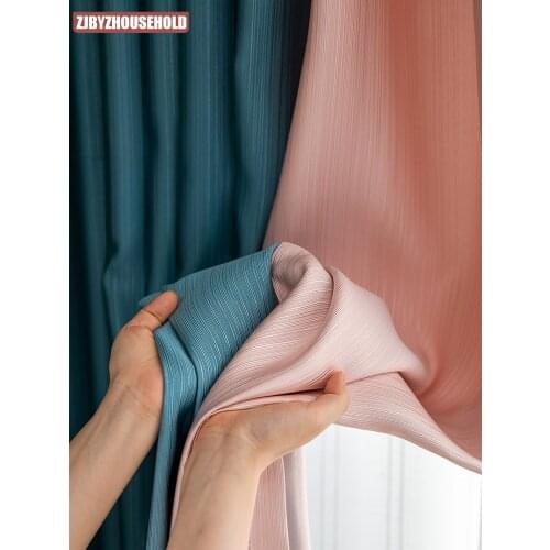 Luxury High Shading Satin Blackout Curtains for Bedroom Living Room Insulating Nordic Mosaic Stripe Blackout Window Drapes