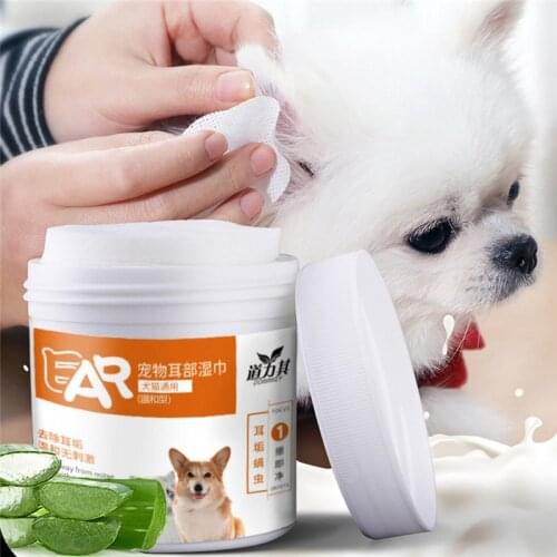 Pet Ear Cleaner Wipes Dog Cat Earwax Clean Ears Odor Remover Pets Cleaning Wet Wipe Pet Grooming Supplies C42