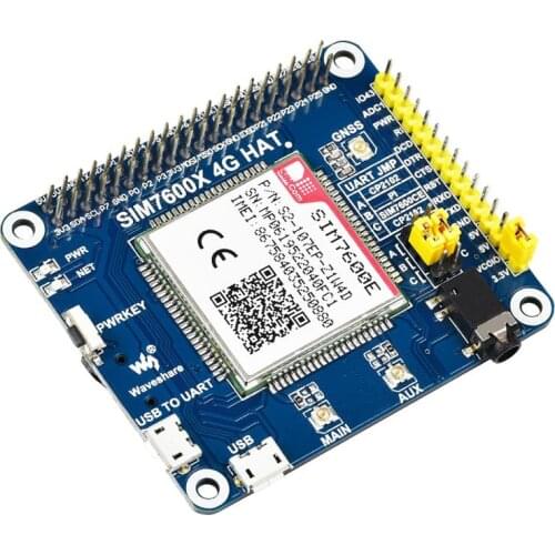 Waveshare SIM7600E LTE Cat-1 HAT for Raspberry Pi, 3G / 2G / GNSS as well, for Southeast Asia, West Asia, Europe, Africa