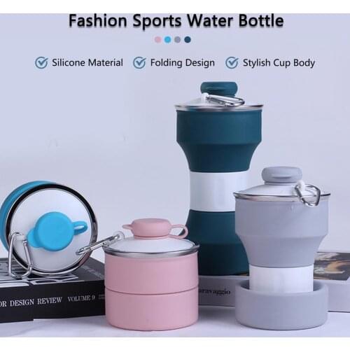 650ml Folding Cup Silicone Water Bottle Camp Sports Creative Folding Bottle Travel Mini Portable Easy Cup Travel Mug Outdoor