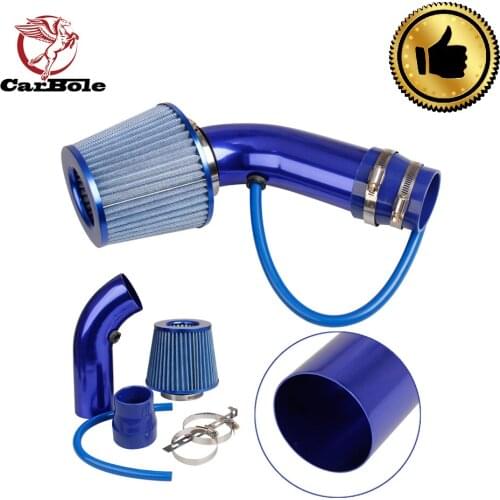 CarBole Universal Car Aluminum Air Intake Kit Pipe Diameter 3" +Cold Air Intake Filter+ Clamp+ Accessories