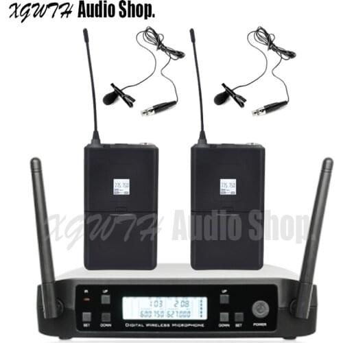 UHF Wireless Microphone System GLXD4 With Bodypack Cordless Lapel lavalier Mic for Stage Karaoke DJ Frequency Adjustable