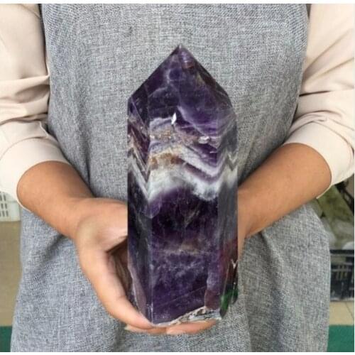1.2kg Big size Natural Dream Amethyst Quartz Obelisk Crystal Wand Point Healing Fengshui for home decoration 20cm