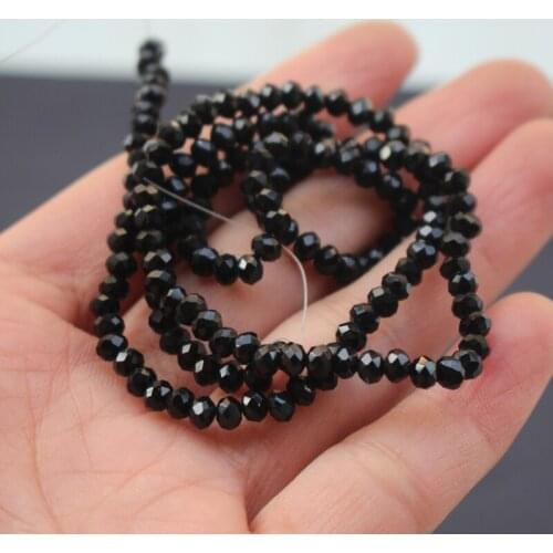 4mm 6mm 8mm 10mm 1Strand Glass crystal beads Loose Rondelle Black Color Jewelry accessoires